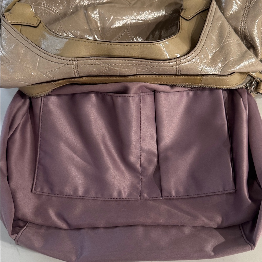 Coach Maggie Metallic Beige Quilted Shoulder Bag, EUC - Picture 6 of 15